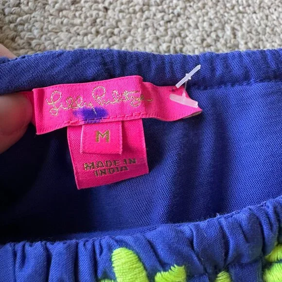 Lilly Pulitzer Idara One Shoulder Ruffle Dress Corsica Blue Pom Pom M - Picture 4 of 9